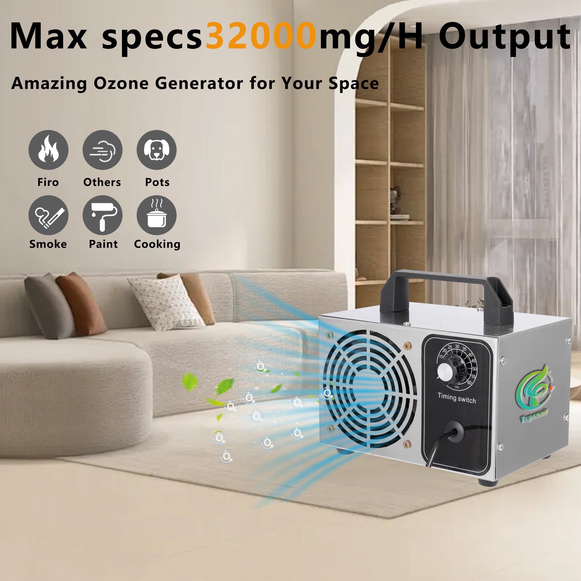 Ozone generator, ozone machine, formaldehyde removal, pet store deodorization, odor removal, household purification all-in-one machine - tcpce air purification